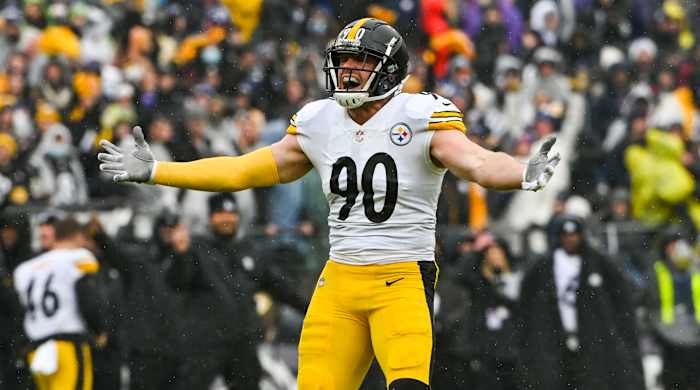 T.J. Watt celebrates a sack.